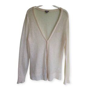 J.Jill Lightweight White Mohair-Blend Cardigan • Size L • Soft & Cozy